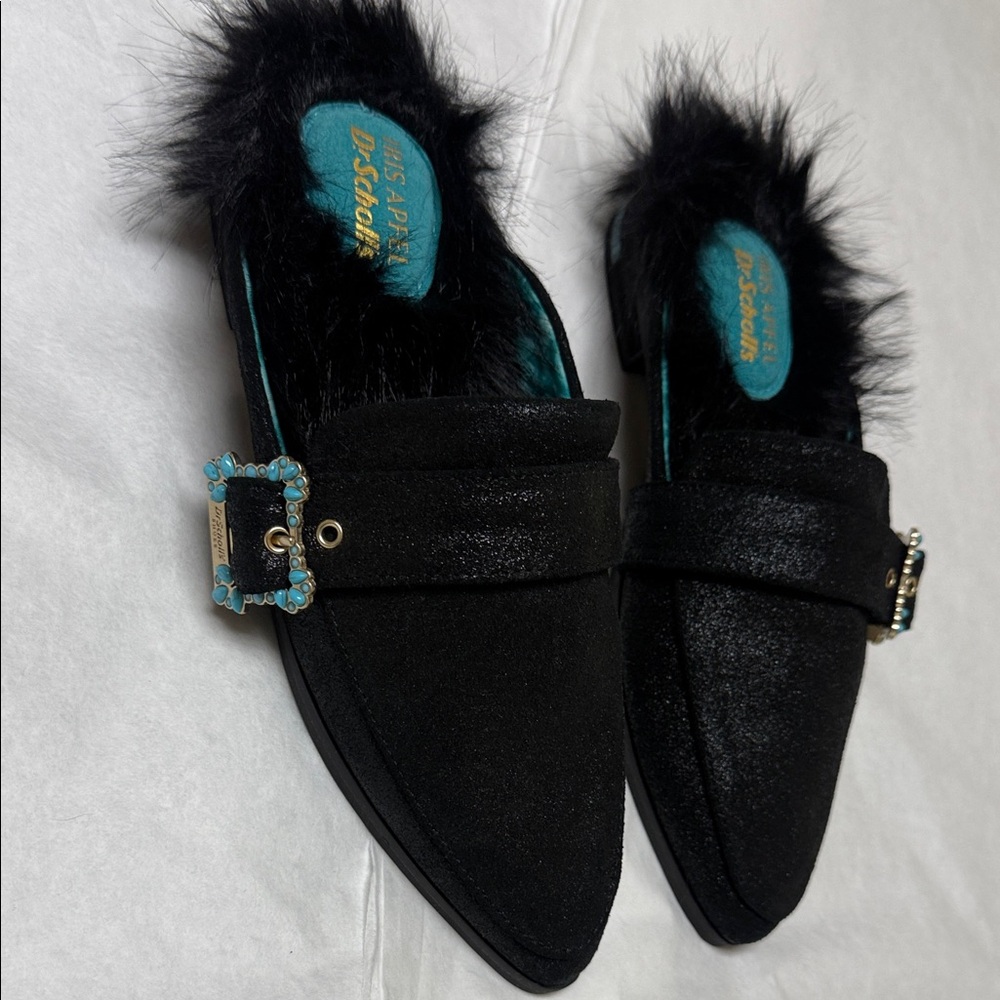 NWOT; Dr. Scholl's x Iris Apfel Womens Mr. Carl Mule Black Leather⚫️ - Picture 5 of 9